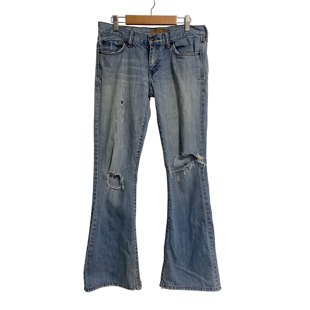 Abercrombie & Fitch Flare Jeans Womens 4 Light Wash Distressed Low Rise Y2K